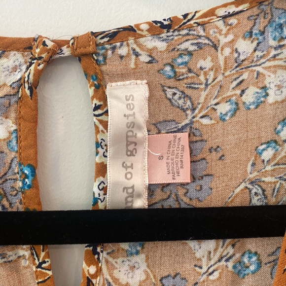 Romper - Band of Gypsies Burnt Orange Floral Romper/Jumpsuit with Pockets - Picture 3 of 5